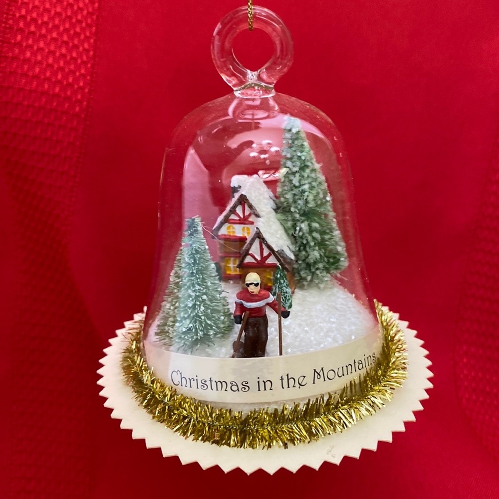 Vintage Bell-Shaped Christmas in the Mountains Alpine Ornament